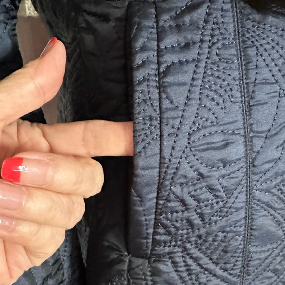 Women’s Embroidered Zipper Jacket by Chico’s Size 0 Navy, Stylish & Chic - Picture 6 of 10